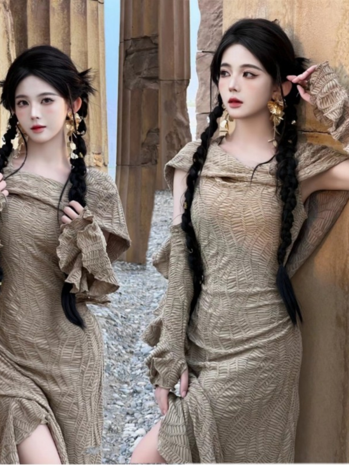 Ethnic Fashion Girls - Çöl Temalı Uzun Elbise Kadın Modası